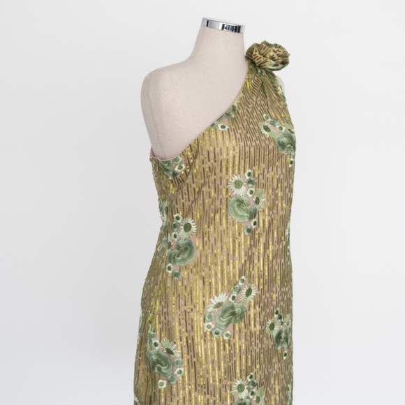 Badgley Mischka - Rosette One-Shoulder Sequin Mini Dress - Picture 8 of 15